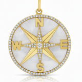 
  
  14K Yellow Gold Diamond and Mother of Pearl Compass Pendant
  
