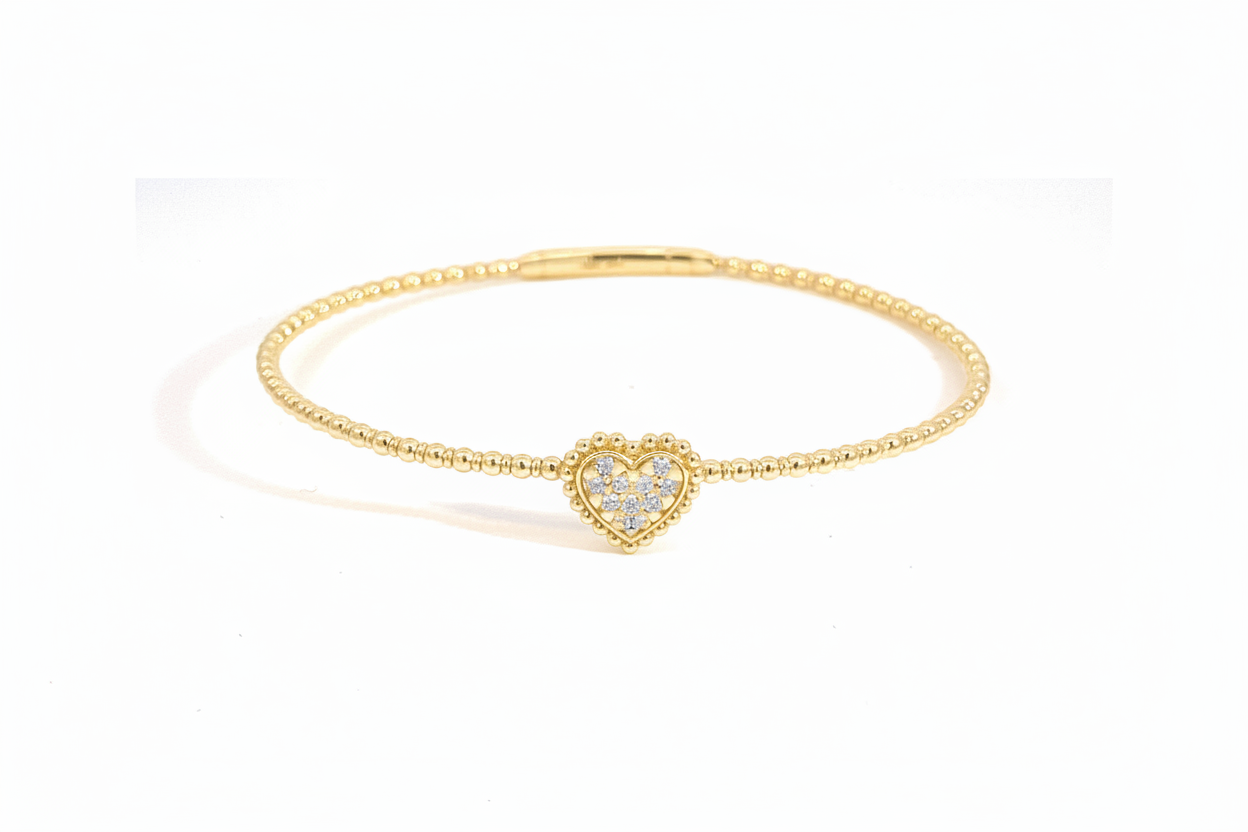 
  
  14K Yellow Gold Diamond Heart Bangle
  
