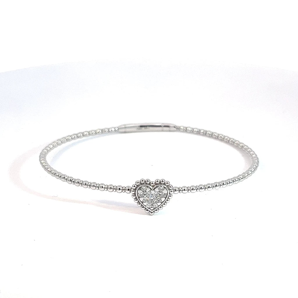 
  
  14K White Gold Diamond Heart Bangle
  
