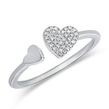 White Gold Open Heart Diamond Ring 14k