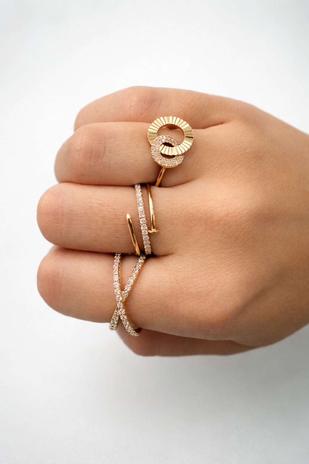 
  
  14K Yellow Gold Diamond Nail Design Ring
  
