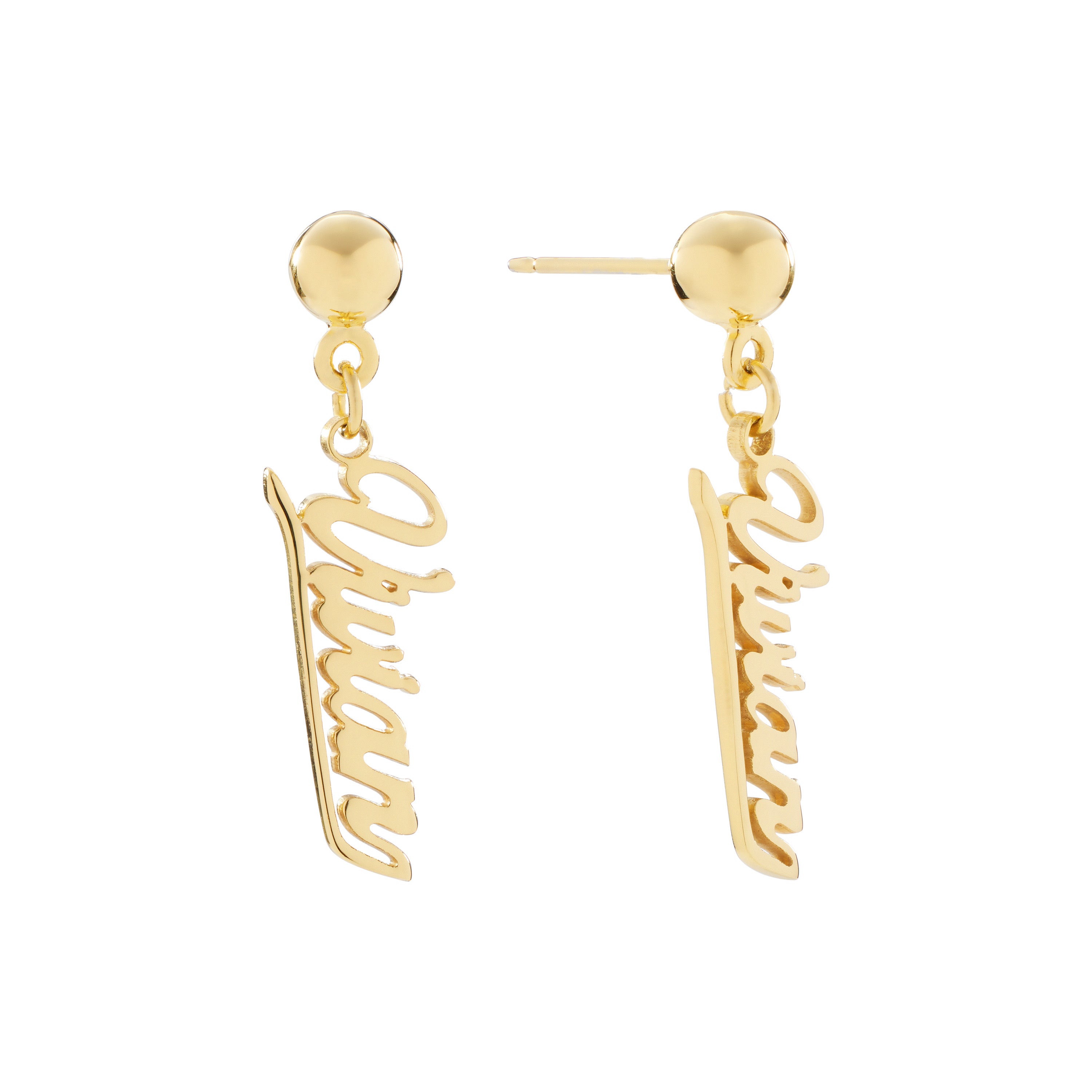 
  
  Personalized Script Name Earrings | Gold- Plated Sterling Silver
  
