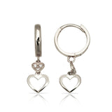 
  
  White Gold Huggies 14k with CZ Dangling Hearts
  
