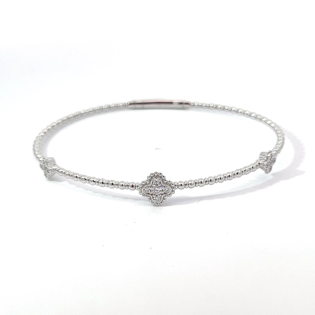 
  
  14K White Gold Diamond Clover Bangle
  
