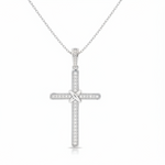 
  
  14k White Gold Diamond Cross Necklace
  
