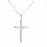 
  
  14k White Gold Diamond Cross Necklace
  
