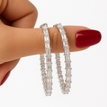 
  
  14K White Gold Lab Grown Baguette Diamond In/Out Hoops
  

