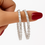 
  
  14K White Gold Lab Grown Baguette Diamond In/Out Hoops
  
