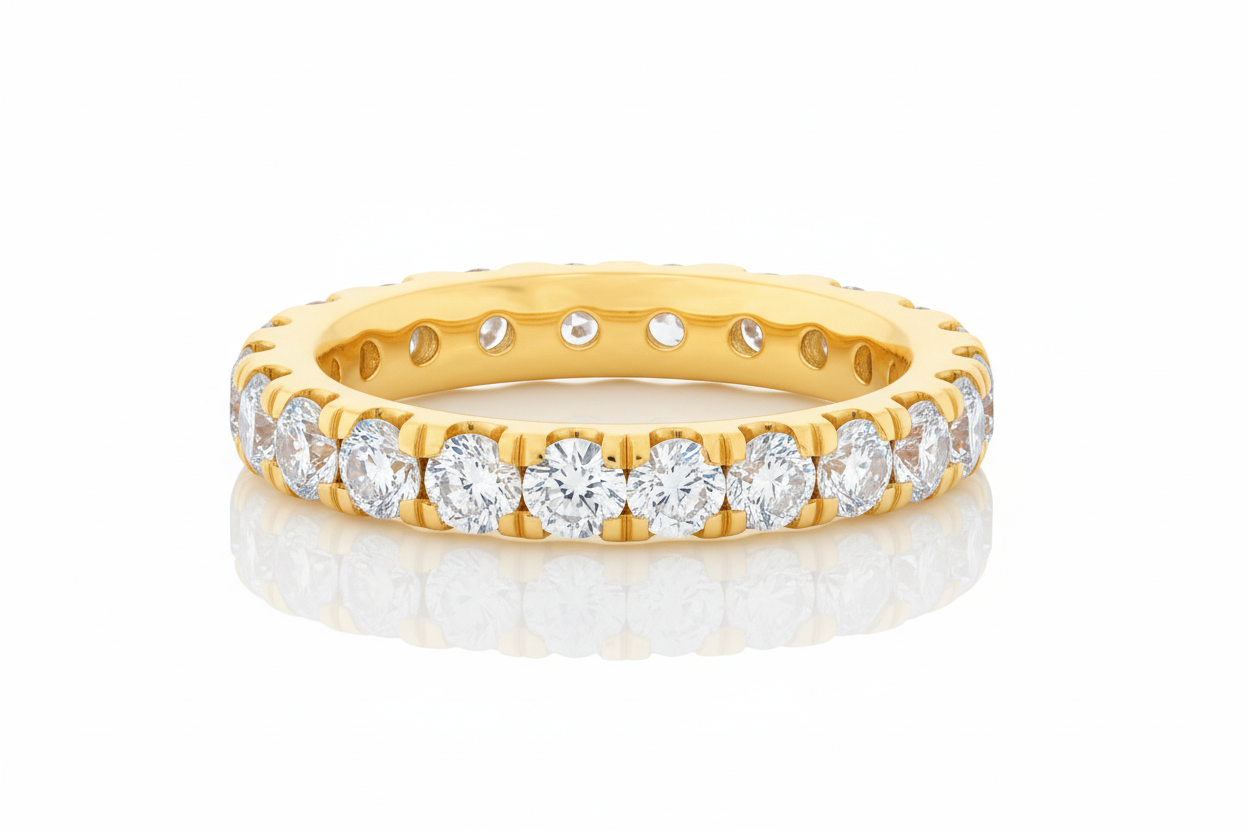 
  
  Diamond Eternity Wedding Band - 2.02cts. - 14k Yellow Gold - Size 6.5
  
