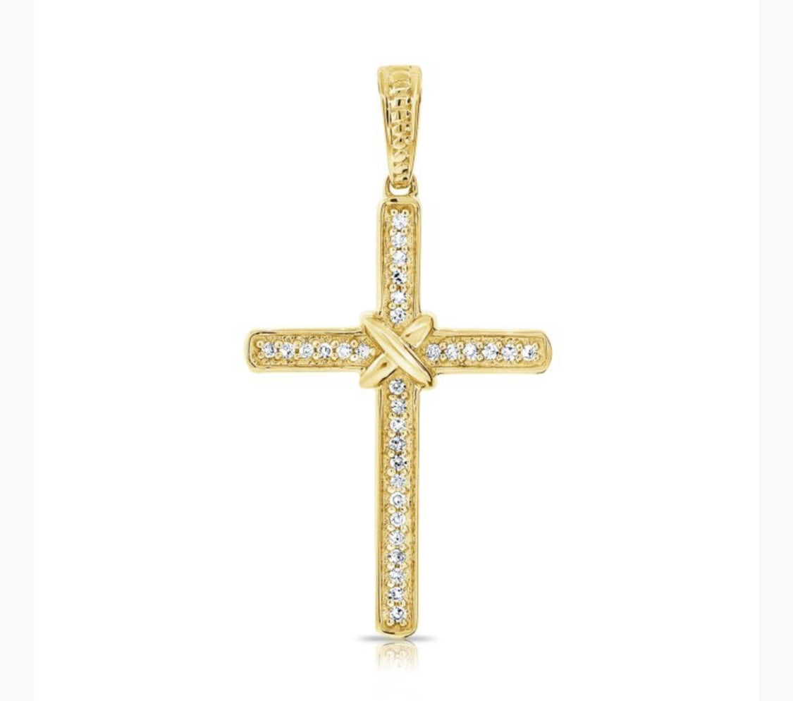
  
  14k Yellow Gold Diamond Cross Necklace
  
