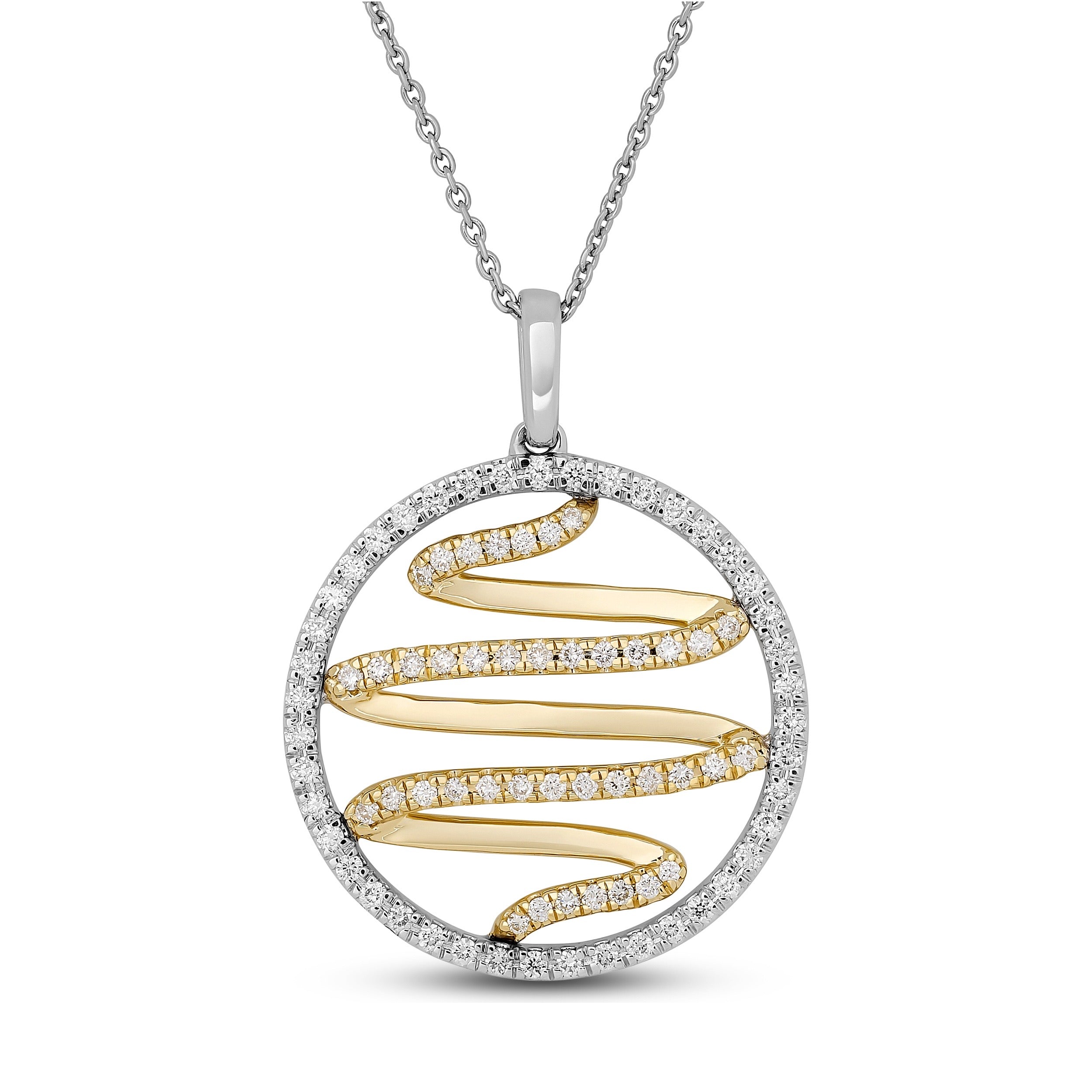 
  
  14K Two Tone Diamond Swirl Pendant
  

