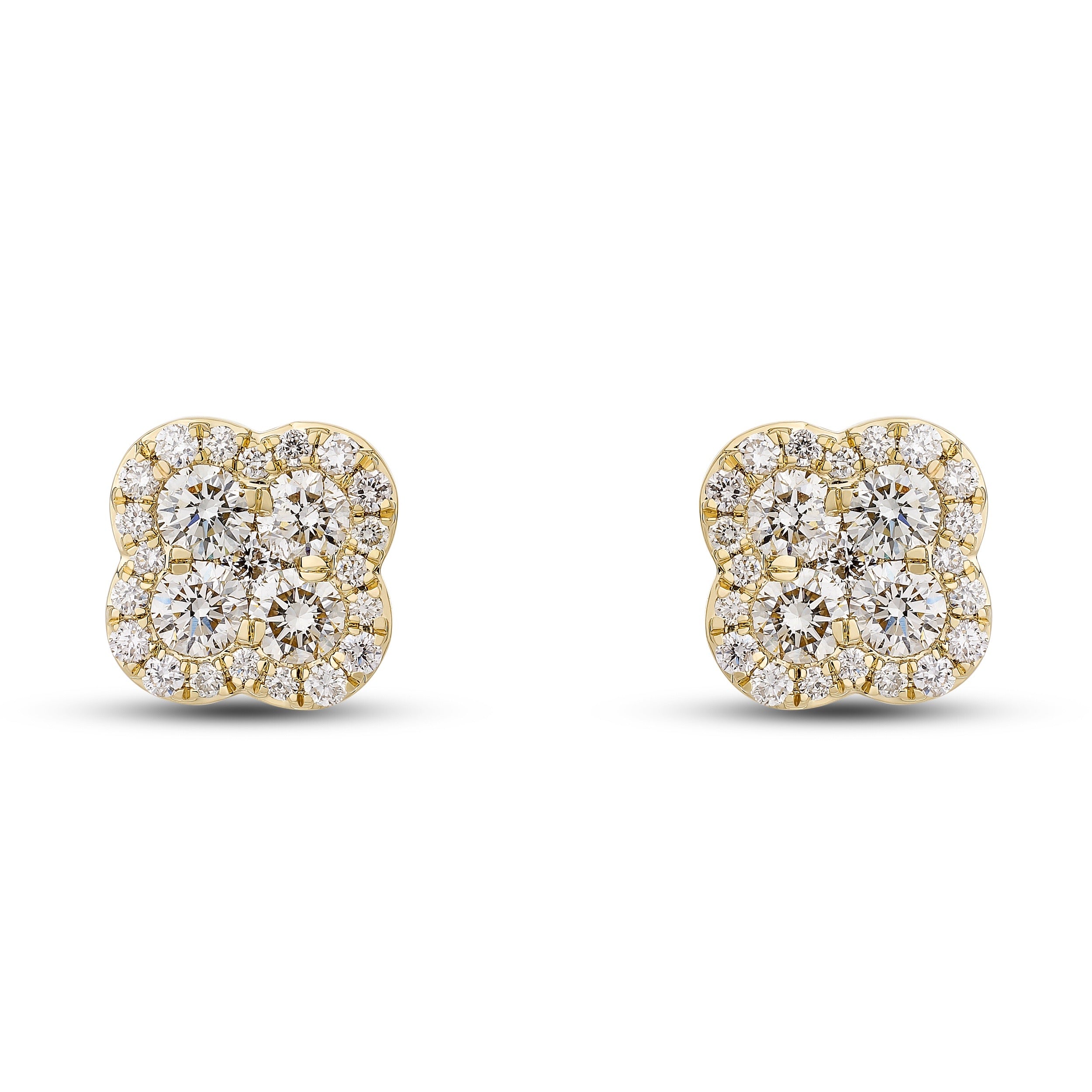 
  
  14K Yellow Gold Flower Design Diamond Stud Earrings
  
