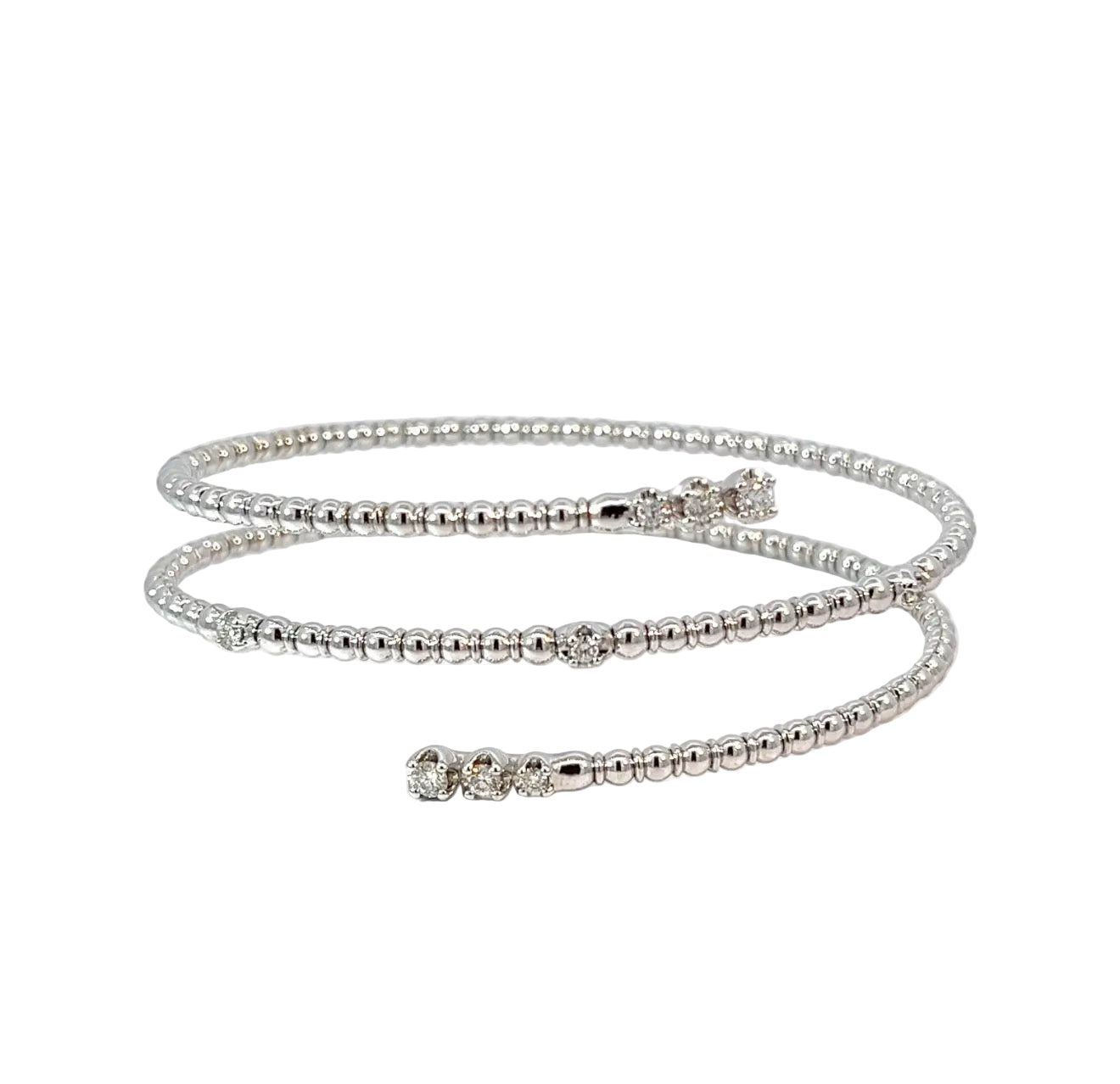 
  
  14K White Gold Beaded Diamond Wrap Bracelet
  
