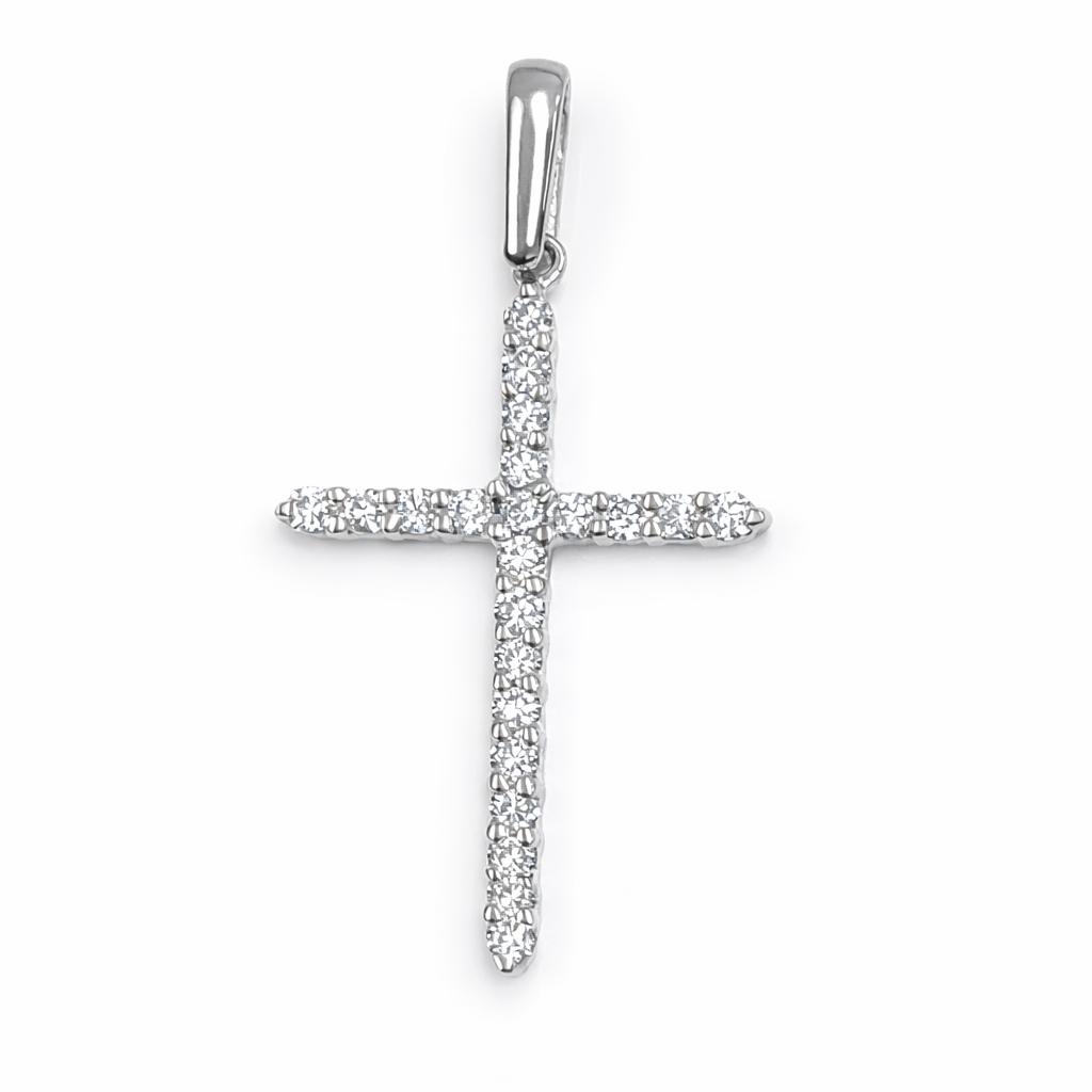 
  
  14k White Gold Diamond Cross Necklace
  
