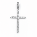 
  
  14k White Gold Diamond Cross Necklace Diamond Bale
  
