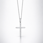 
  
  14k White Gold Diamond Cross Necklace Diamond Bale
  
