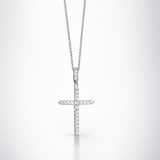 
  
  14k White Gold Diamond Cross Necklace Diamond Bale
  

