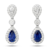 
  
  14k White Gold Pear Shape Hanging Sapphire and Diamond Halo Earrings
  
