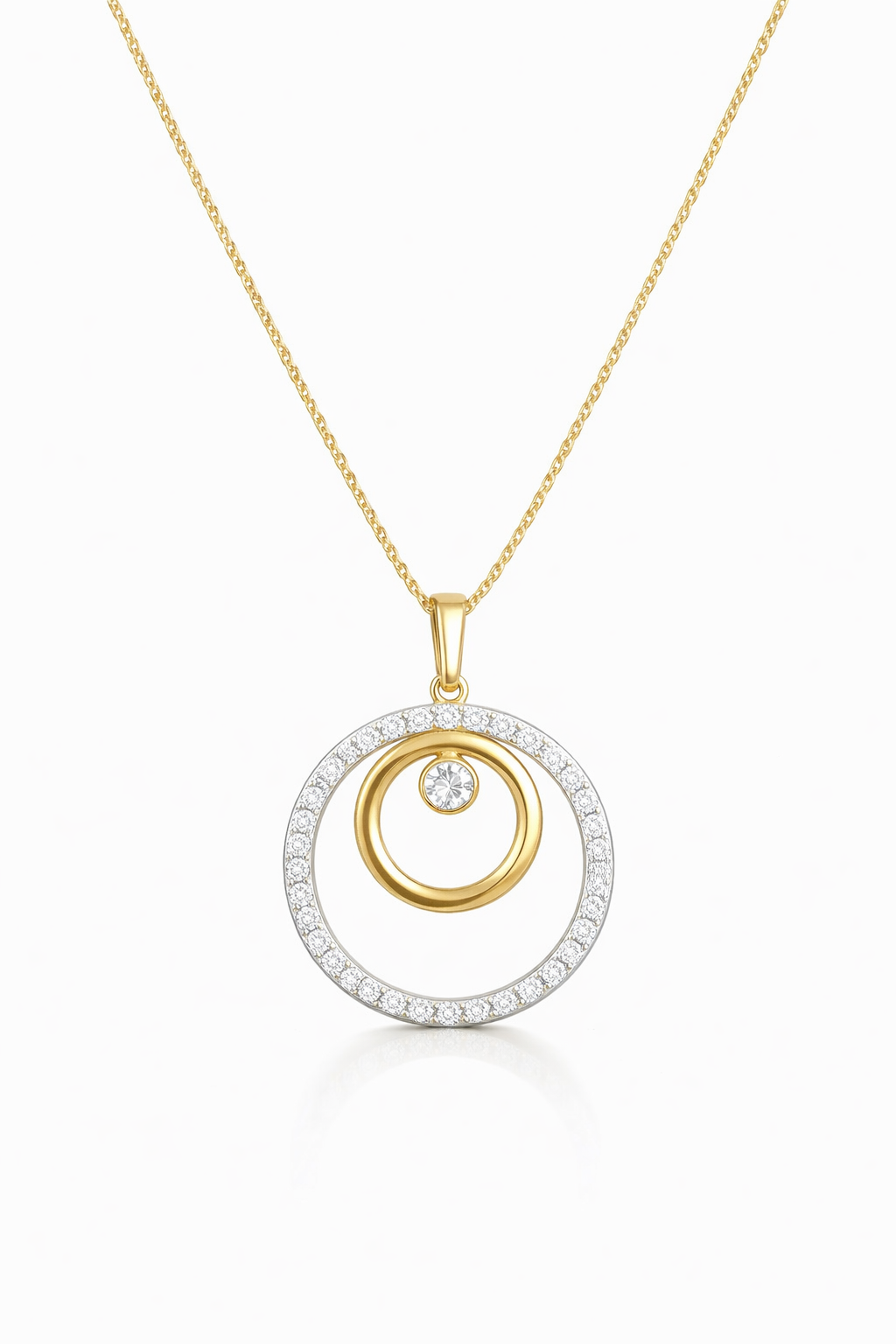 
  
  14K Two Tone Floating Diamond Circle Pendant
  
