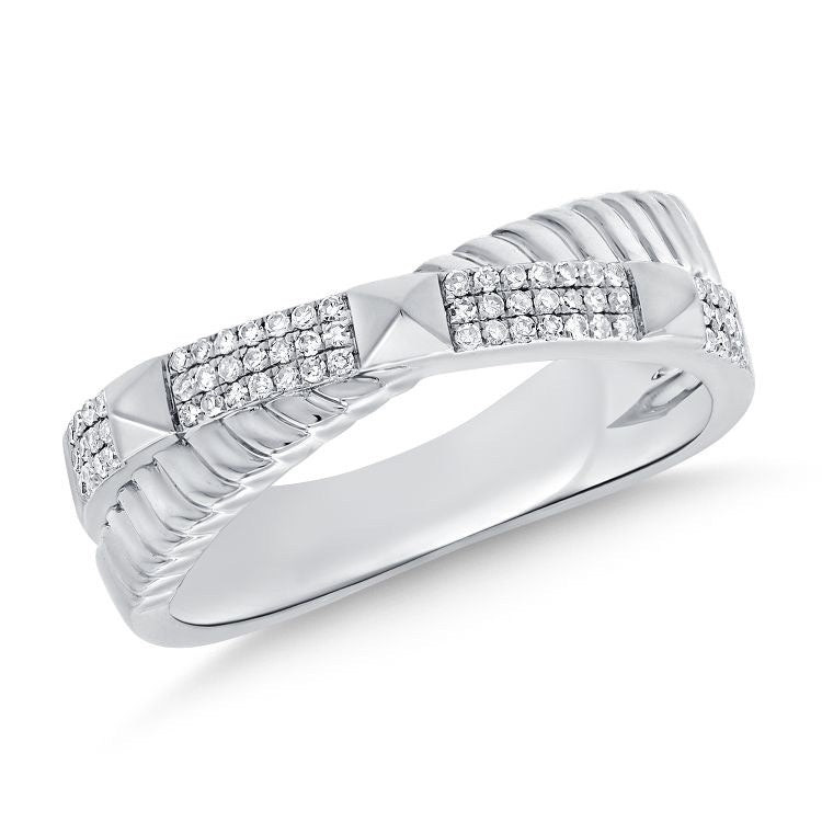 
  
  14k White Gold Studded Diamond Crossover Ring
  
