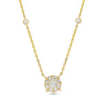 
  
  14K Yellow Gold Round Diamond Cluster Pendant on Diamond Chain
  
