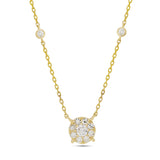 
  
  14K Yellow Gold Round Diamond Cluster Pendant on Diamond Chain
  
