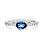 
  
  14K White Gold Diamond and Bezel Set Oval Sapphire Ring
  

