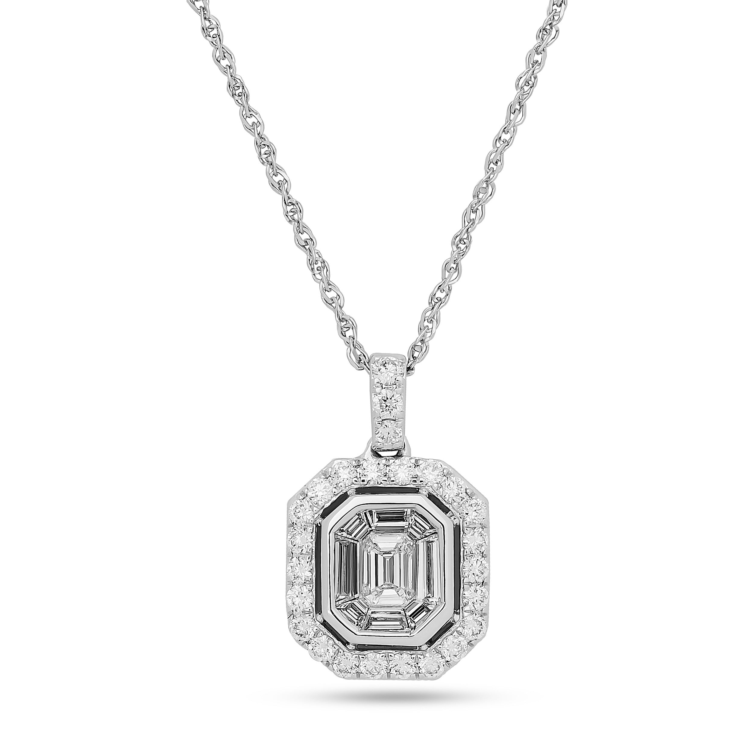 
  
  14K White Gold Diamond Cluster Pendant Necklace
  
