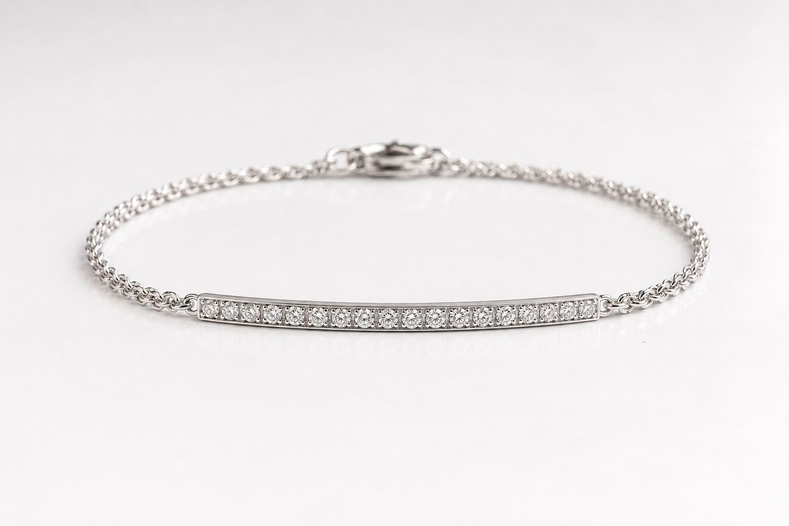
  
  14KT White Gold Lab Grown Diamond Bar Bracelet
  
