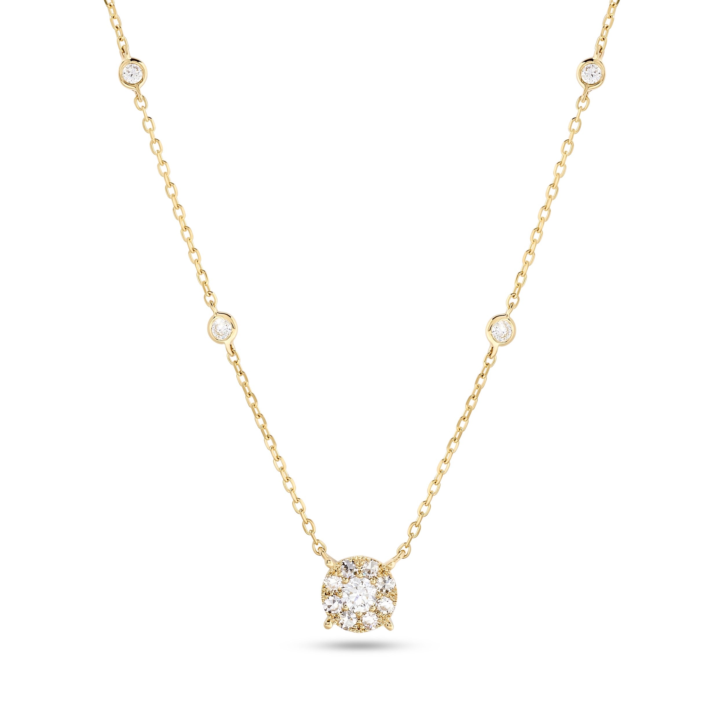 
  
  14K Yellow Gold Diamond Cluster on Diamond Chain
  
