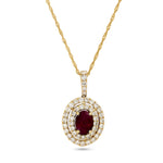 
  
  14k Yellow Gold Diamond and Ruby Double Halo Pendant
  
