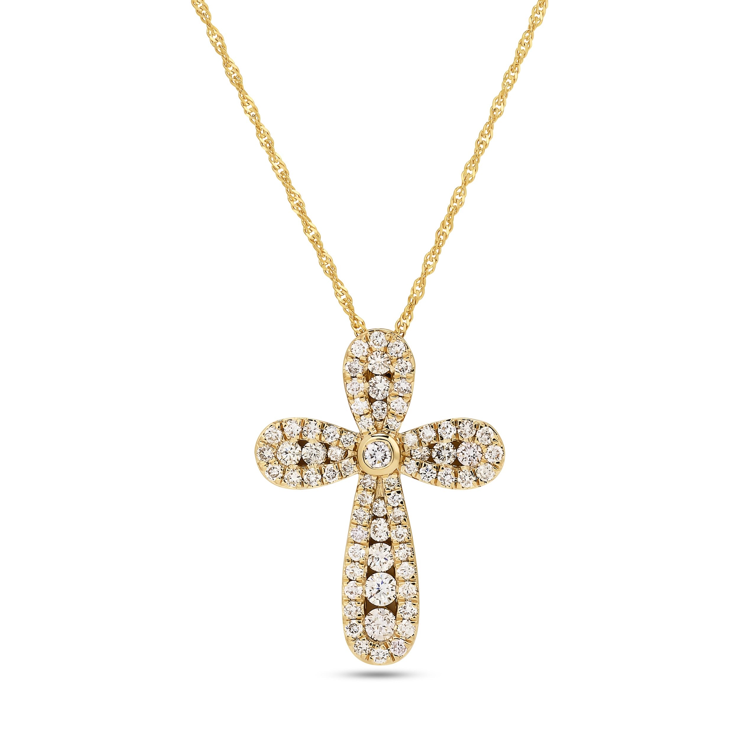 
  
  14K Yellow Gold Round Diamond Cross Pendant
  
