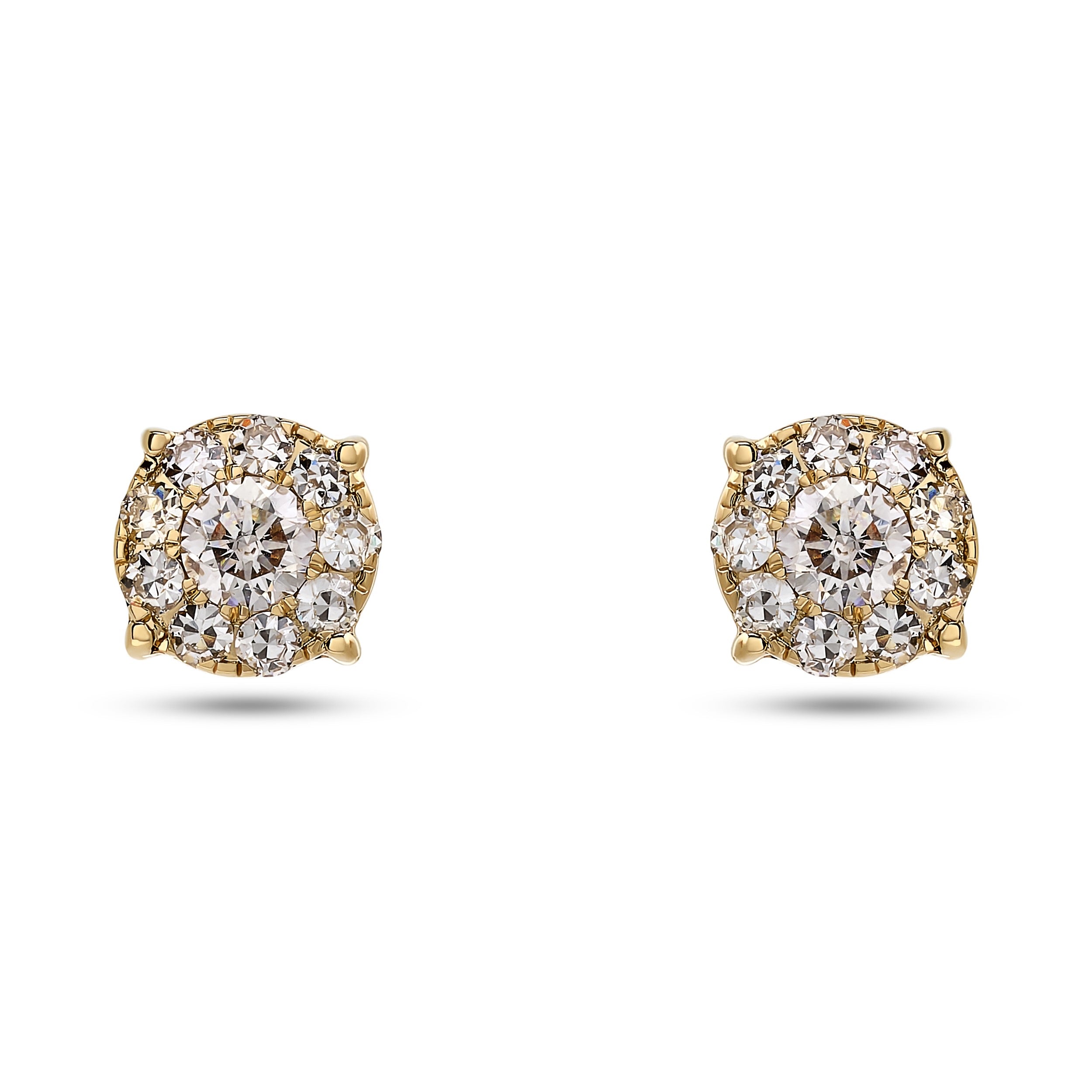 
  
  14K Yellow Gold Round Diamond Cluster Stud Earrings
  
