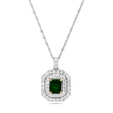 
  
  14K White Gold Diamond and Emerald Double Halo Pendant
  
