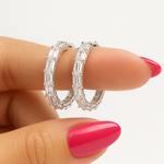 
  
  14K White Gold Lab Grown Baguette Hoop Earrings
  

