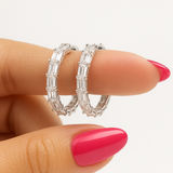 
  
  14K White Gold Lab Grown Baguette Hoop Earrings
  
