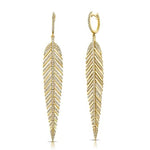 
  
  Hanging Diamond Feather Earrings 14k Yellow Gold
  
