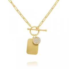 
  
  14k Yellow Gold Diamond Toggle Paper Clip Necklace
  
