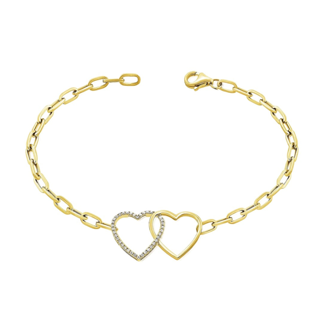 
  
  14K Yellow Gold Interlocking Diamond Hearts Bracelet
  

