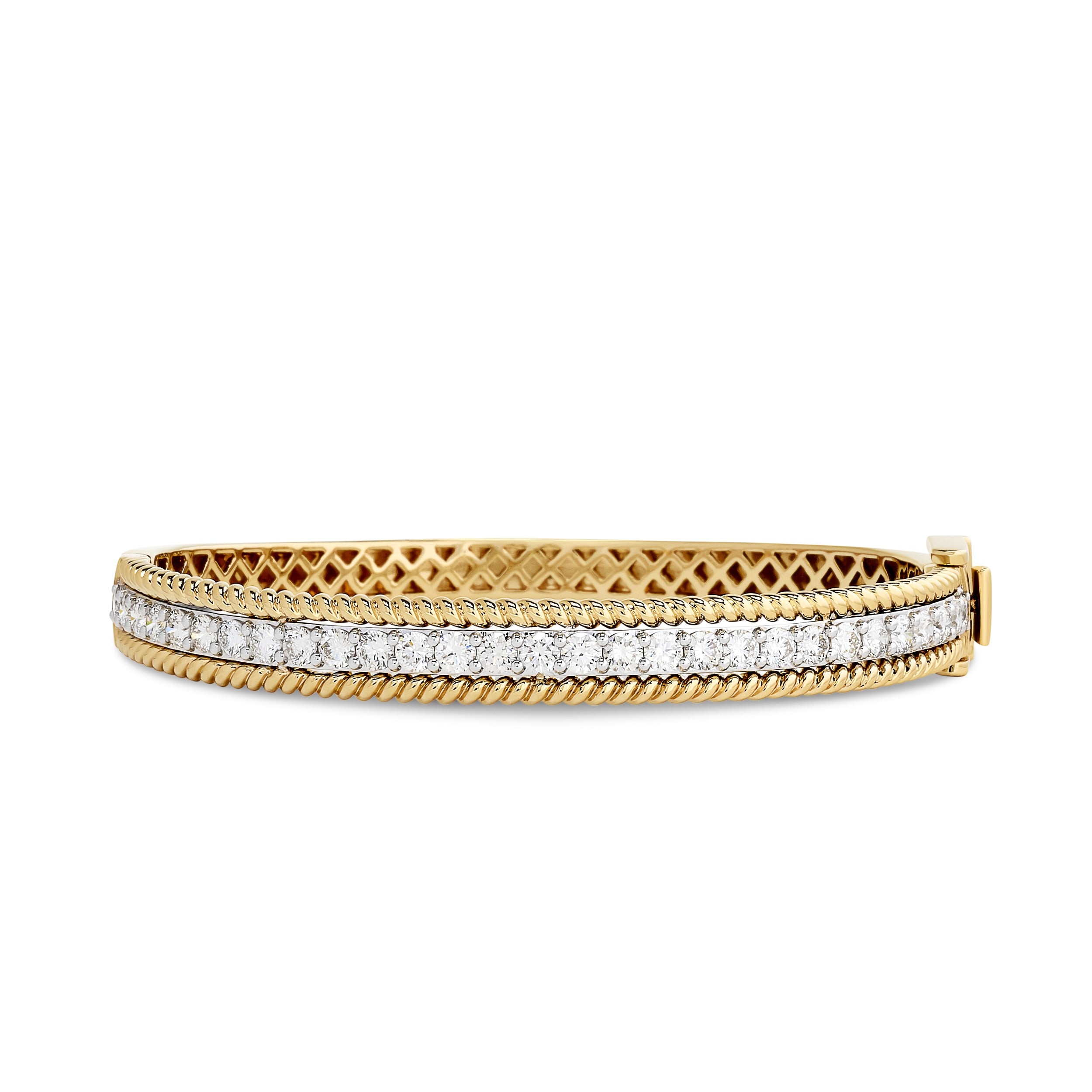 
  
  14K Two Tone Diamond Bangle w/ Rope Design
  
