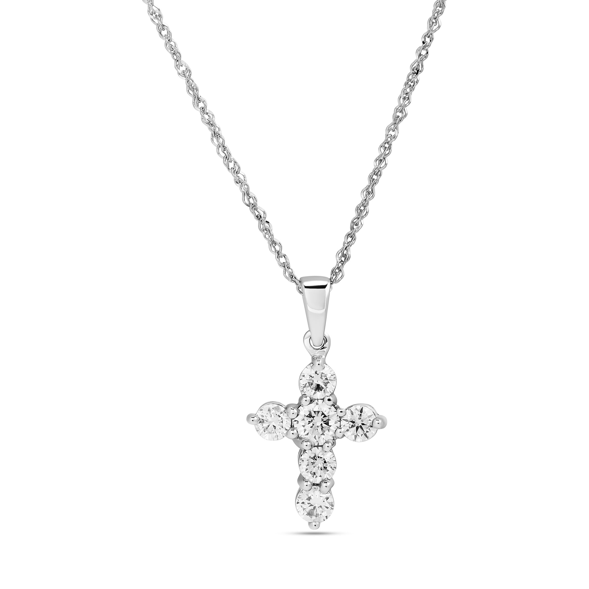 
  
  14k White Gold Diamond Cross Pendant on Chain
  
