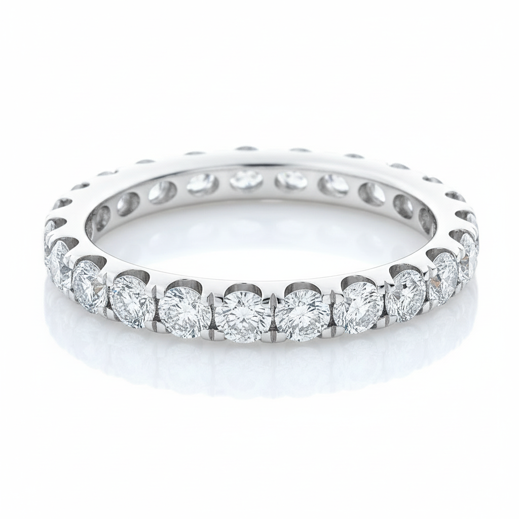 
  
  Diamond Wedding Band 3/4 Around - 18k White Gold - 1.29cts.
  
