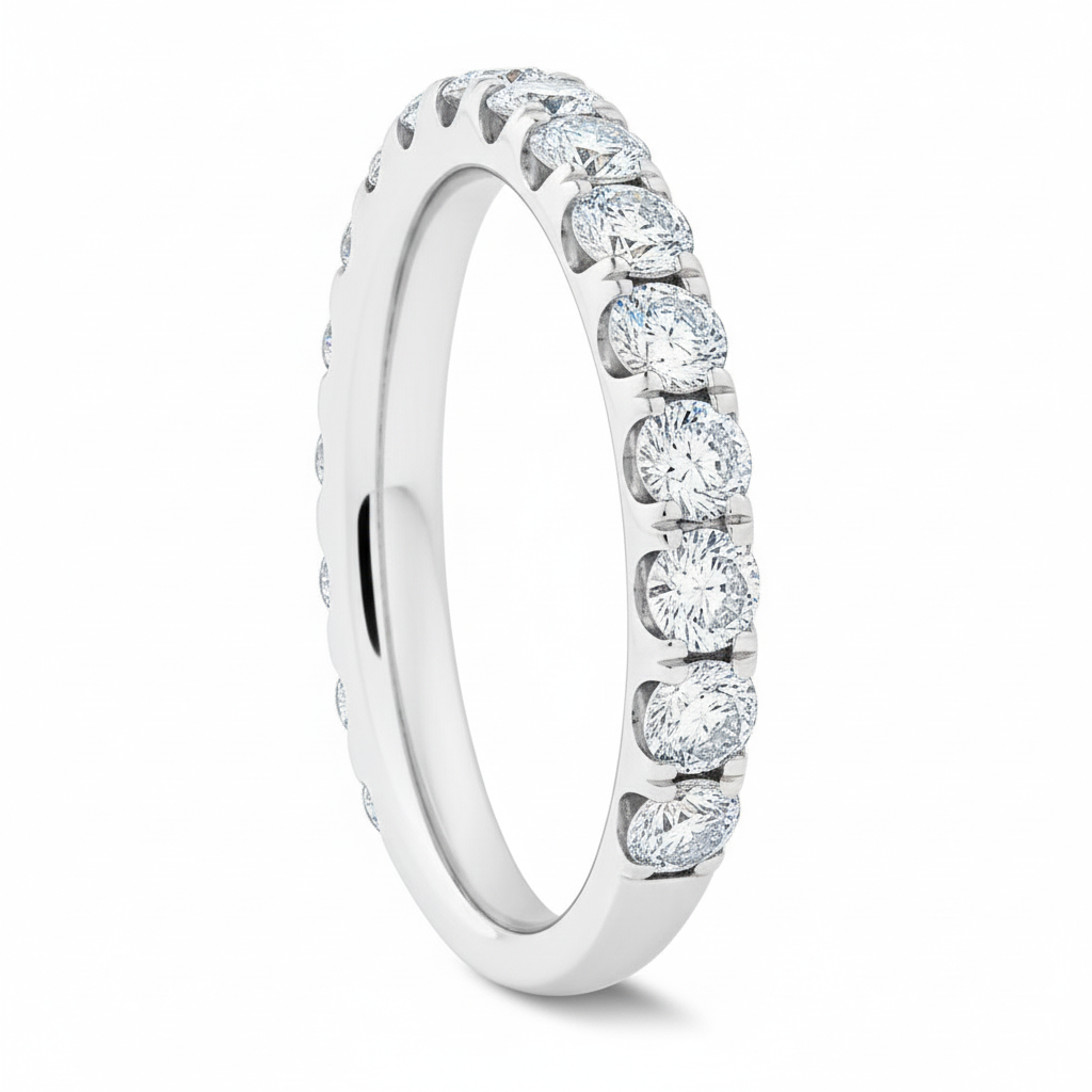 
  
  Diamond Wedding Band 3/4 Around - 18k White Gold - 1.29cts.
  
