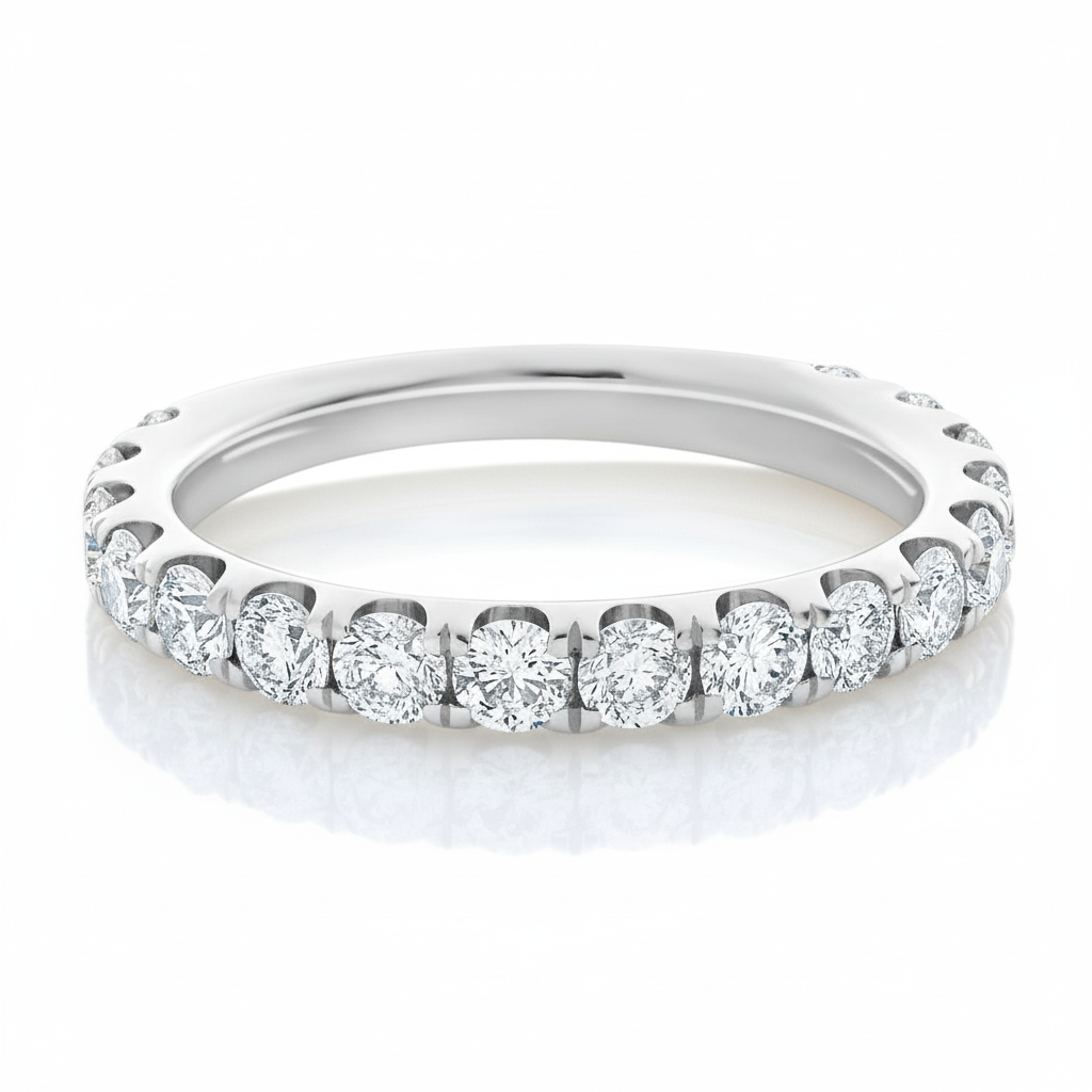 
  
  Diamond Wedding Band 3/4 Around - 14k White Gold - 0.66cts.
  
