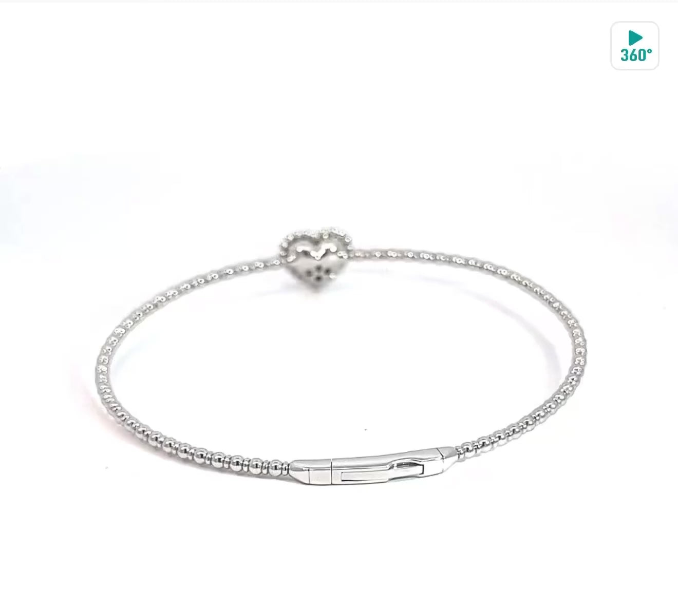 
  
  14K White Gold Diamond Heart Bangle
  
