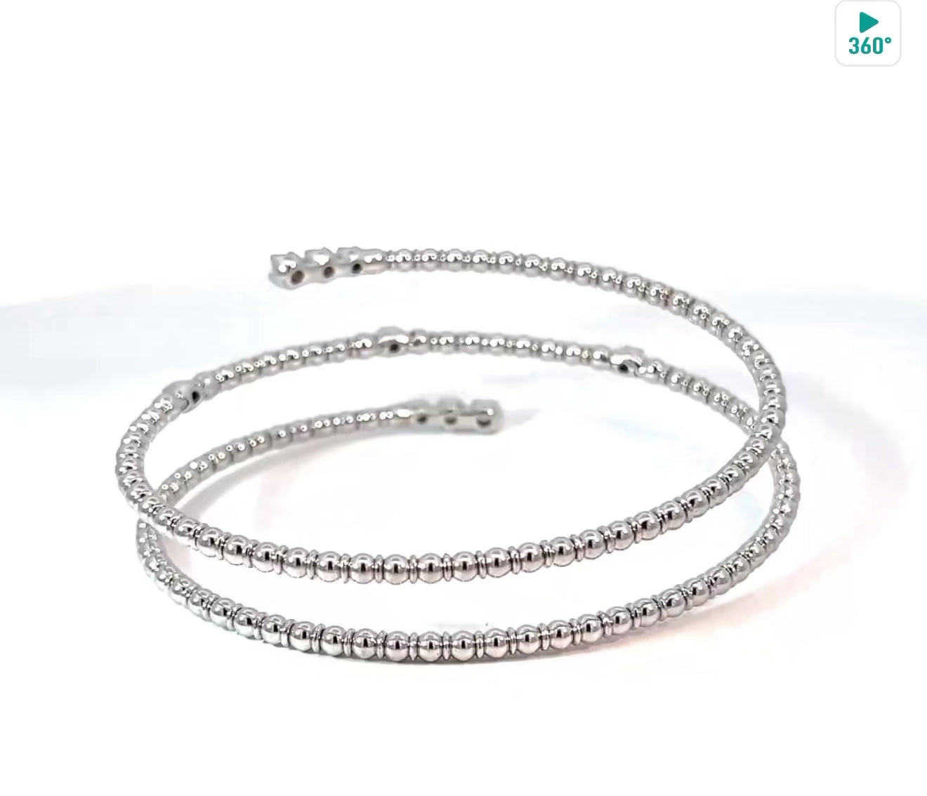 
  
  14K White Gold Beaded Diamond Wrap Bracelet
  
