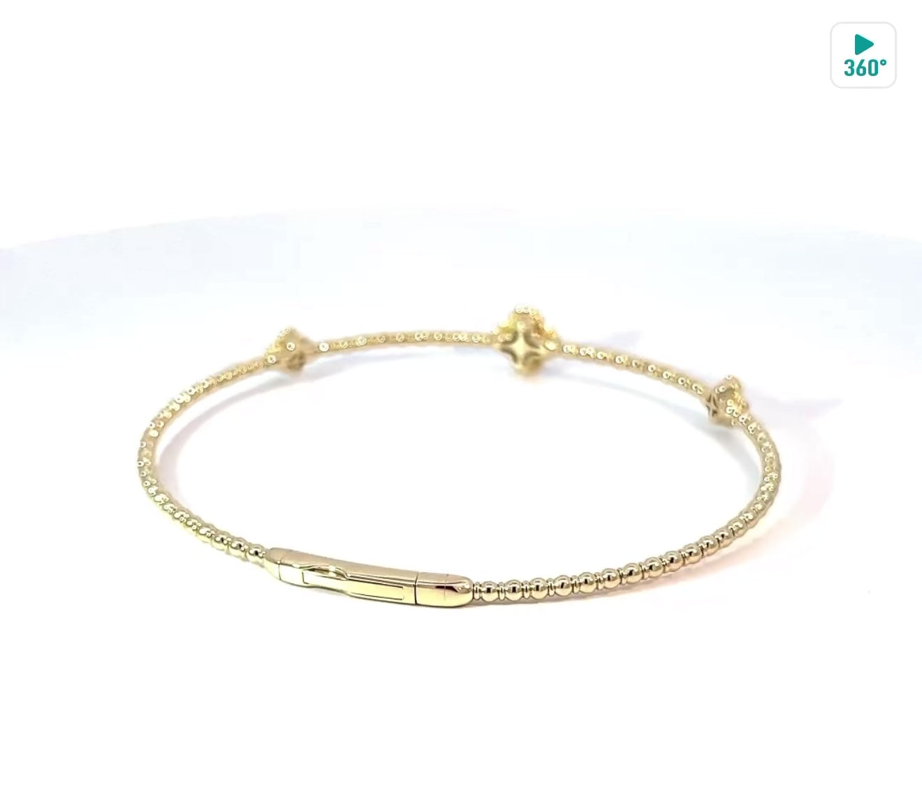 
  
  14K Yellow Gold Diamond Clover Bangle
  
