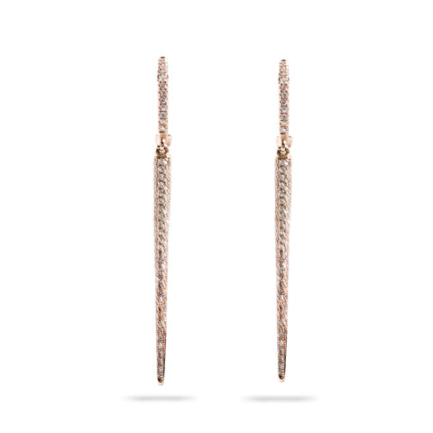 14k Rose Gold Hanging Diamond Earrings