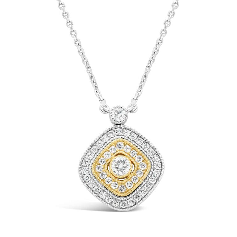 14k Two Tone Gold Diamond Pendant Necklace 1.00 Carat