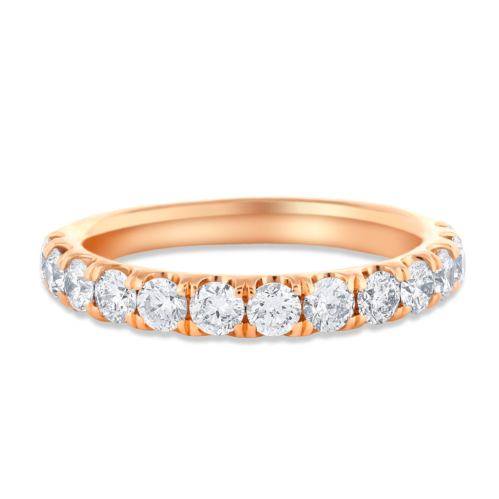 18k Rose Gold Diamond Comfort Fit 1/2 Around Wedding Band .93cts. t.w.